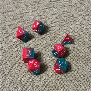 Red and Blue Polyhedral Dice Set